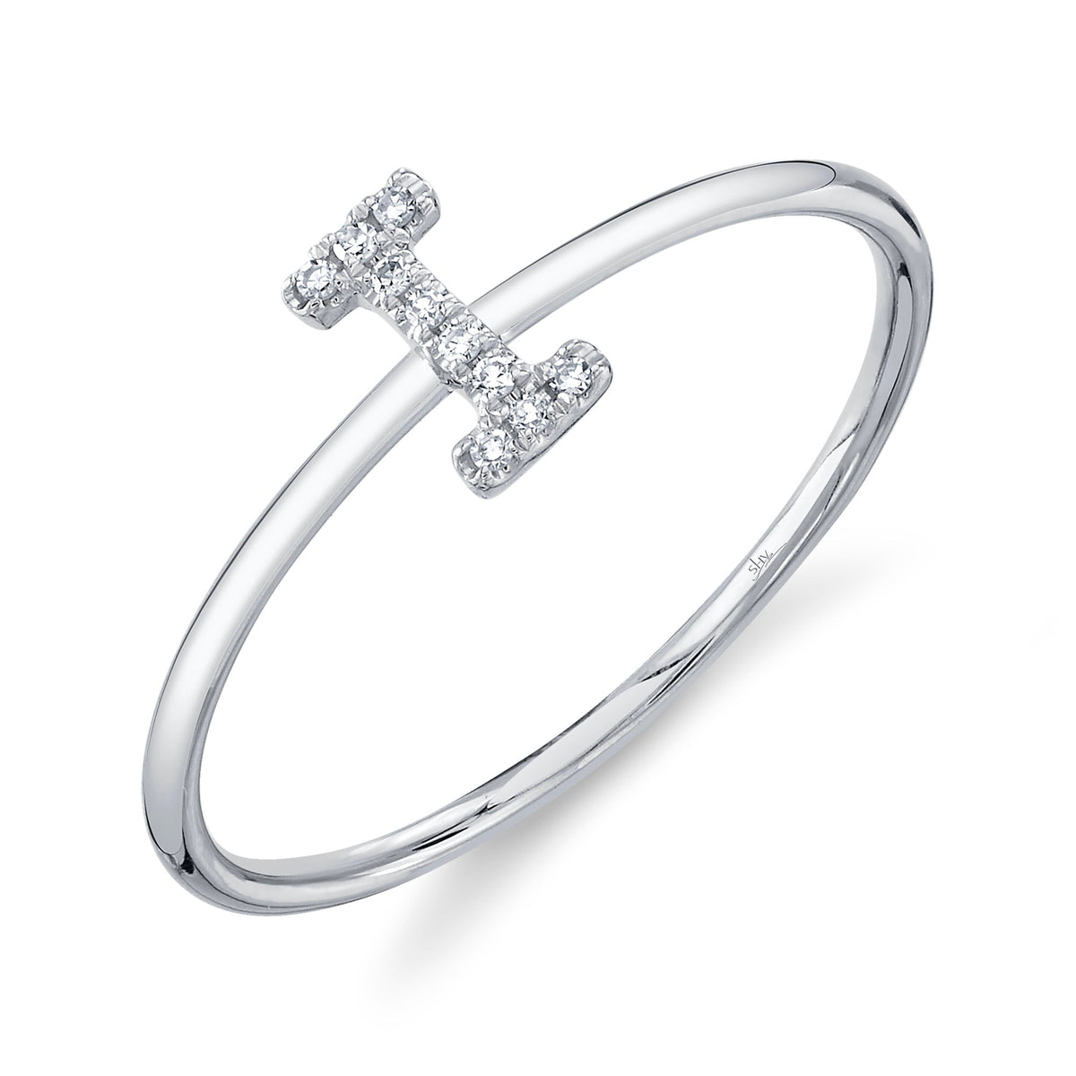 0.03CT 14K W/G DIAMOND LADY'S RING - INITIAL I