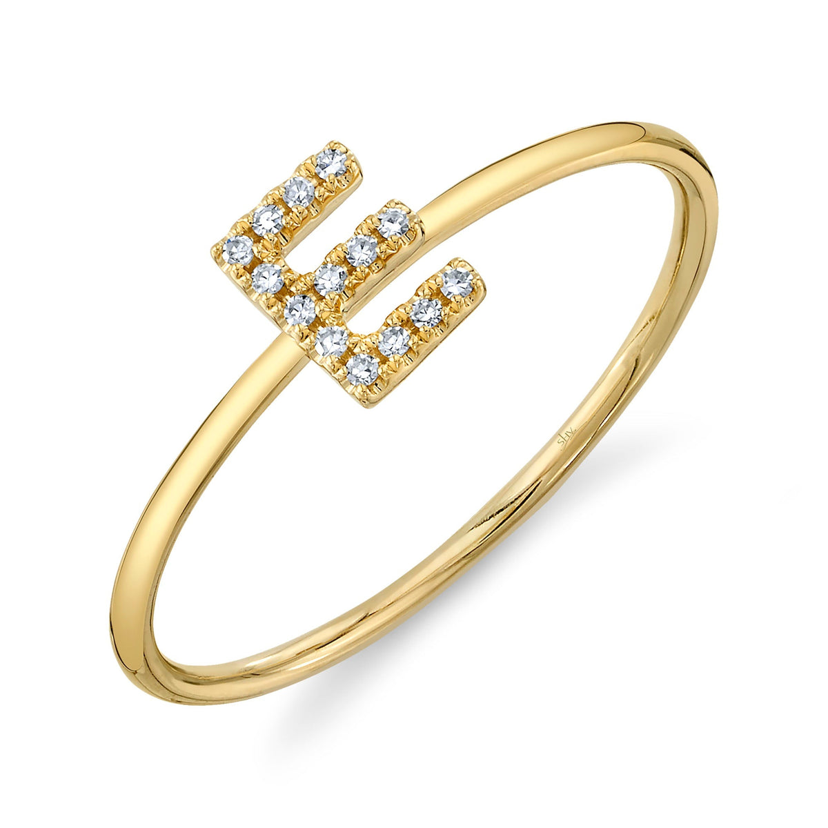 0.05CT 14K Y/G DIAMOND LADY'S RING - INITIAL E