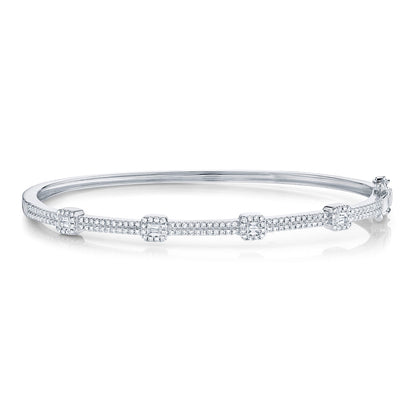 0.52CT 14K W/G DIAMOND BAGUETTE BANGLE
