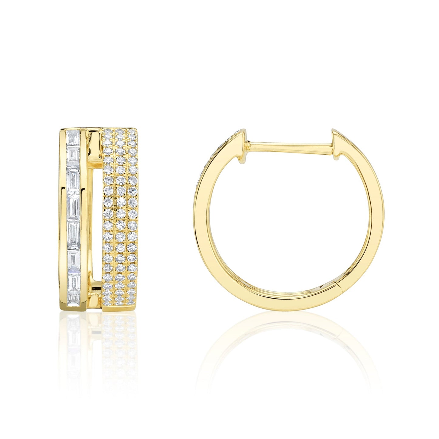 0.58CT 14K Y/G DIAMOND BAGUETTE HOOP EARRING