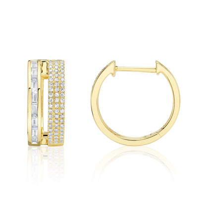 0.58CT 14K Y/G DIAMOND BAGUETTE HOOP EARRING