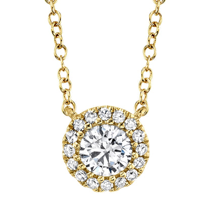 0.20CT-CTR(ROUND) 0.05CT-SIDE 14K Y/G DIAMOND NECKLACE