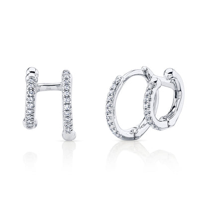 0.12CT 14K W/G DIAMOND DOUBLE HUGGIE EARRING