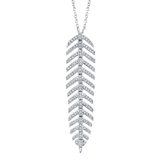 0.29CT 14K W/G DIAMOND FEATHER NECKLACE