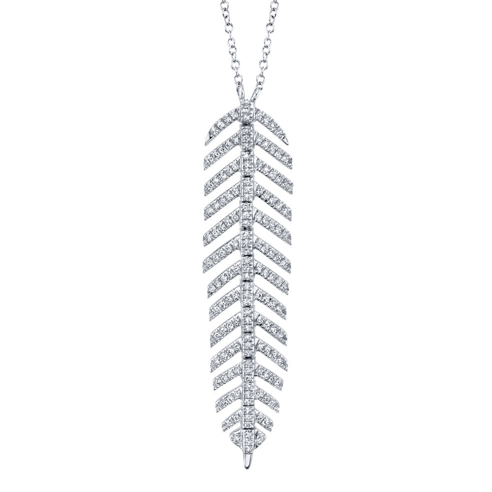 0.29CT 14K W/G DIAMOND FEATHER NECKLACE