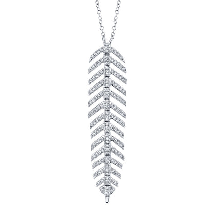 0.29CT 14K W/G DIAMOND FEATHER NECKLACE
