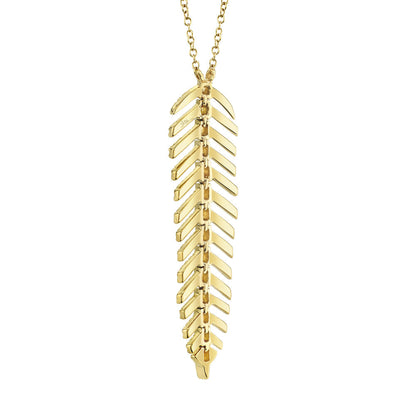 0.29CT 14K Y/G DIAMOND FEATHER NECKLACE