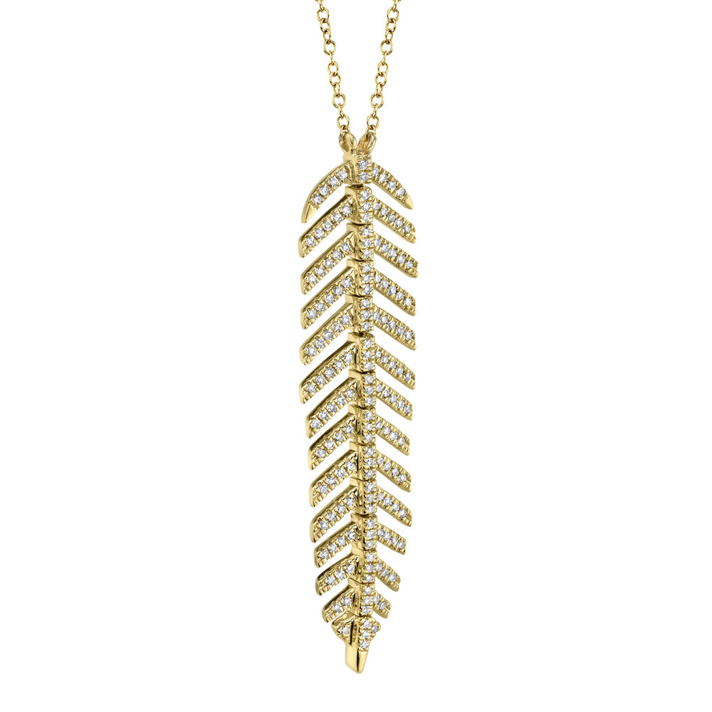 0.29CT DIAMOND 'Phoenix' FEATHER Pendant NECKLACE