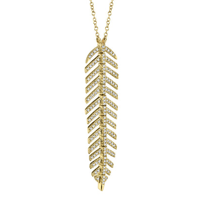 0.29CT DIAMOND 'Phoenix' FEATHER Pendant NECKLACE
