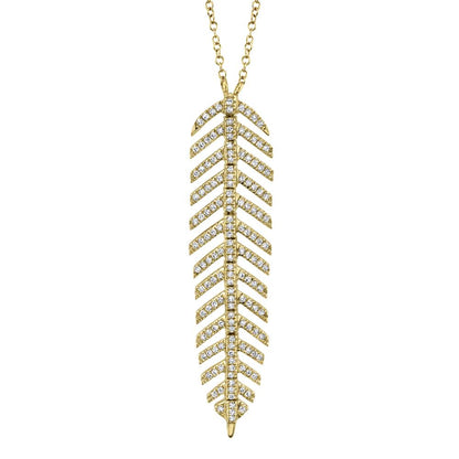 0.29CT DIAMOND 'Phoenix' FEATHER Pendant NECKLACE