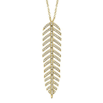 0.29CT 14K Y/G DIAMOND FEATHER NECKLACE
