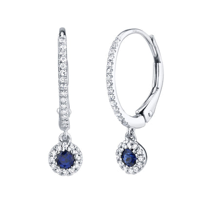 0.15CT DIAMOND & 0.23CT BLUE SAPPHIRE 14K W/G EARRING