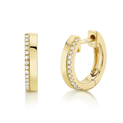 0.08CT 14K Y/G DIAMOND HUGGIE EARRING