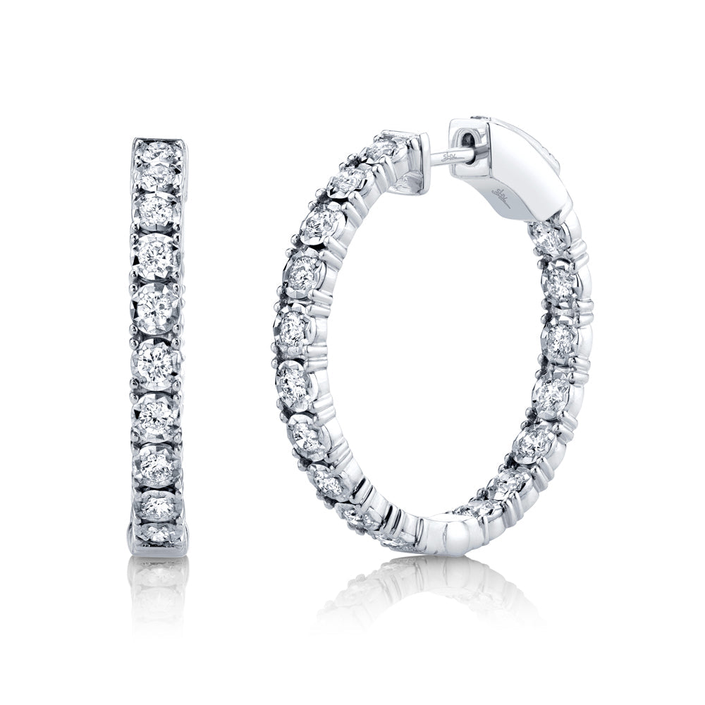 1.06CT 14K W/G DIAMOND HOOP EARRING