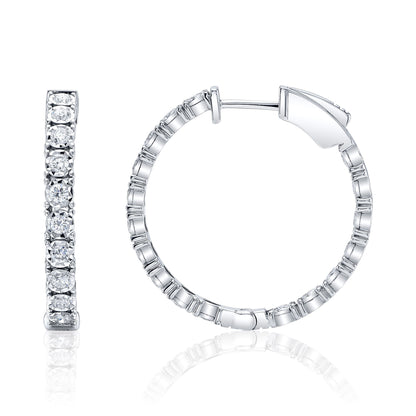 1.06CT 14K W/G DIAMOND HOOP EARRING