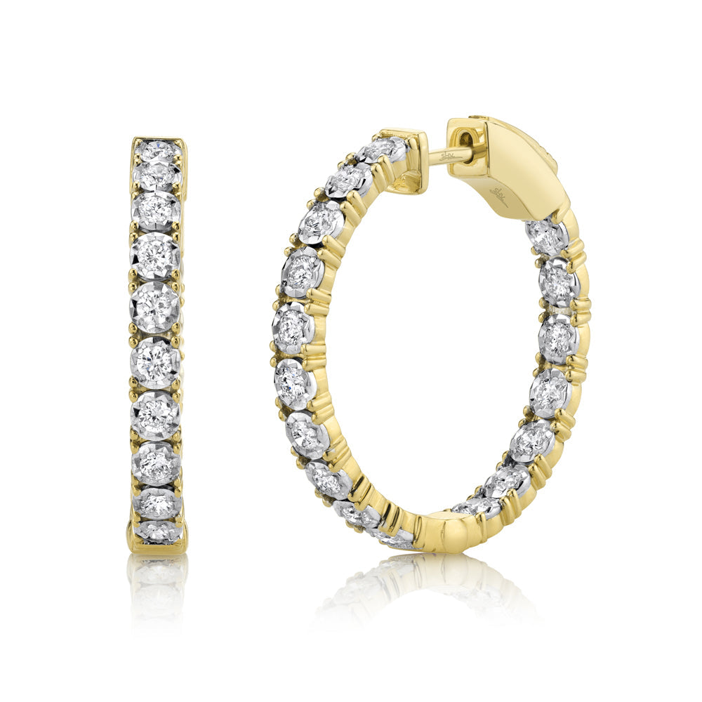 1.06CT 14K Y/G DIAMOND HOOP EARRING