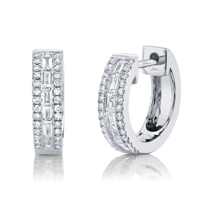 0.34CT 14K W/G DIAMOND BAGUETTE HUGGIE EARRING