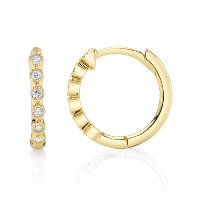 0.11CT 14K Y/G DIAMOND HUGGIE EARRING