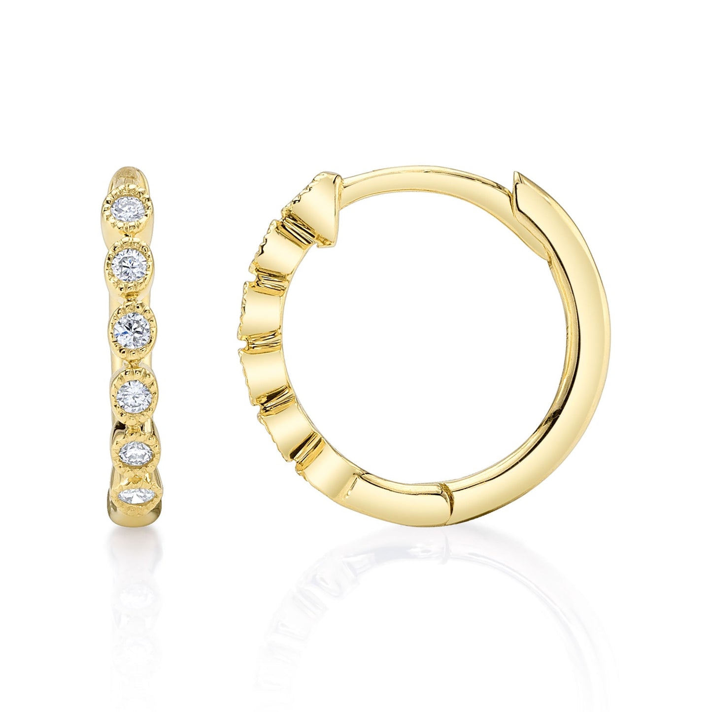 0.11CT 14K Y/G DIAMOND HUGGIE EARRING