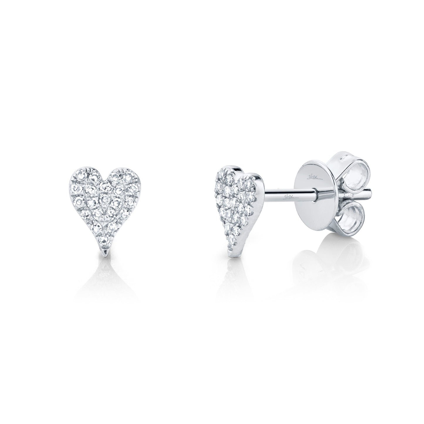 0.10CT 14K W/G DIAMOND PAVE HEART STUD EARRING