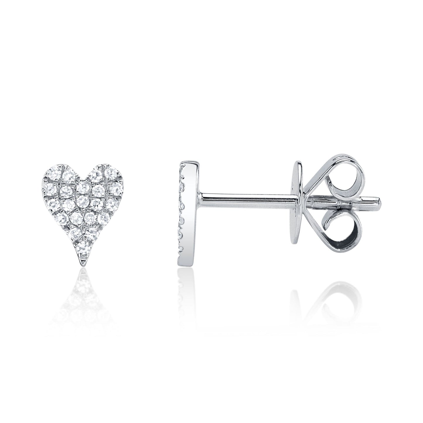 0.10CT 14K W/G DIAMOND PAVE HEART STUD EARRING