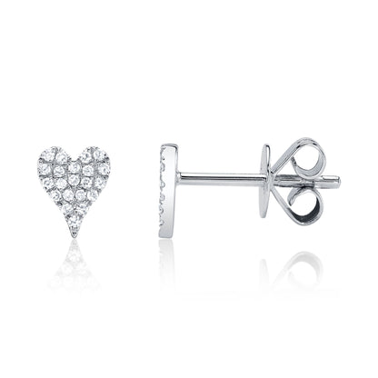 0.10CT 14K W/G DIAMOND PAVE HEART STUD EARRING