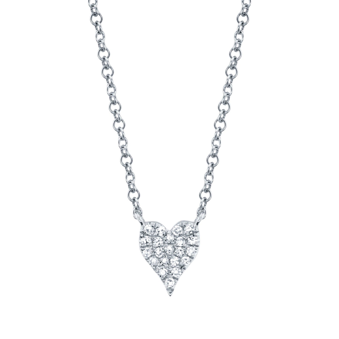 0.05CT 14K W/G DIAMOND PAVE HEART NECKLACE