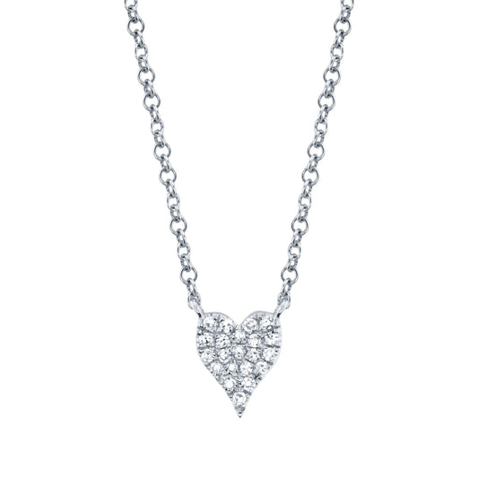 0.05CT 14K W/G DIAMOND PAVE HEART NECKLACE
