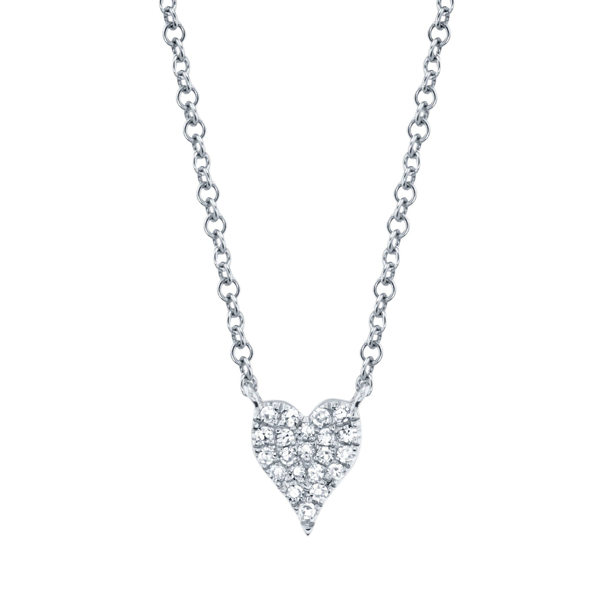 0.05CT 14K W/G DIAMOND PAVE HEART NECKLACE
