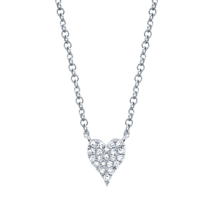 0.05CT 14K W/G DIAMOND PAVE HEART NECKLACE