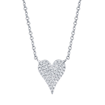 0.11CT 14K W/G DIAMOND PAVE HEART NECKLACE