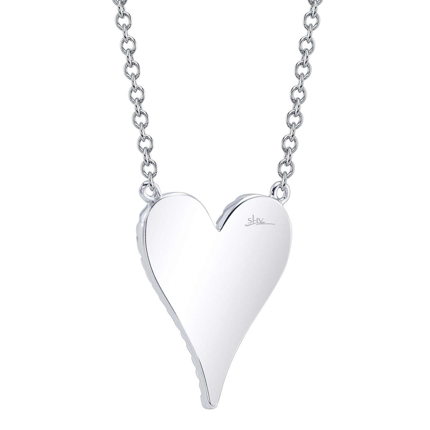 0.11CT 14K W/G DIAMOND PAVE HEART NECKLACE