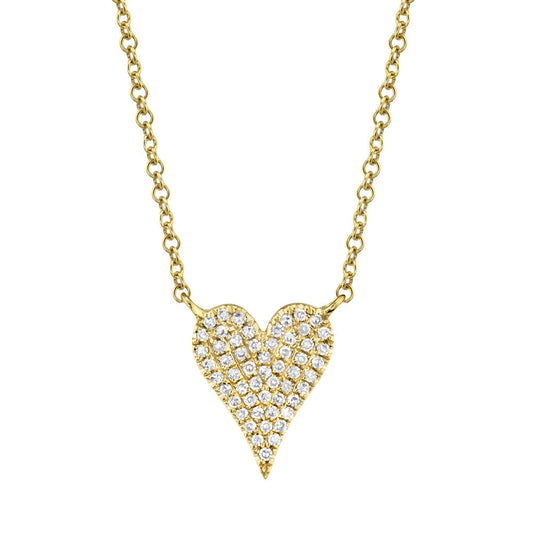 0.11CT 14K Y/G DIAMOND PAVE HEART NECKLACE
