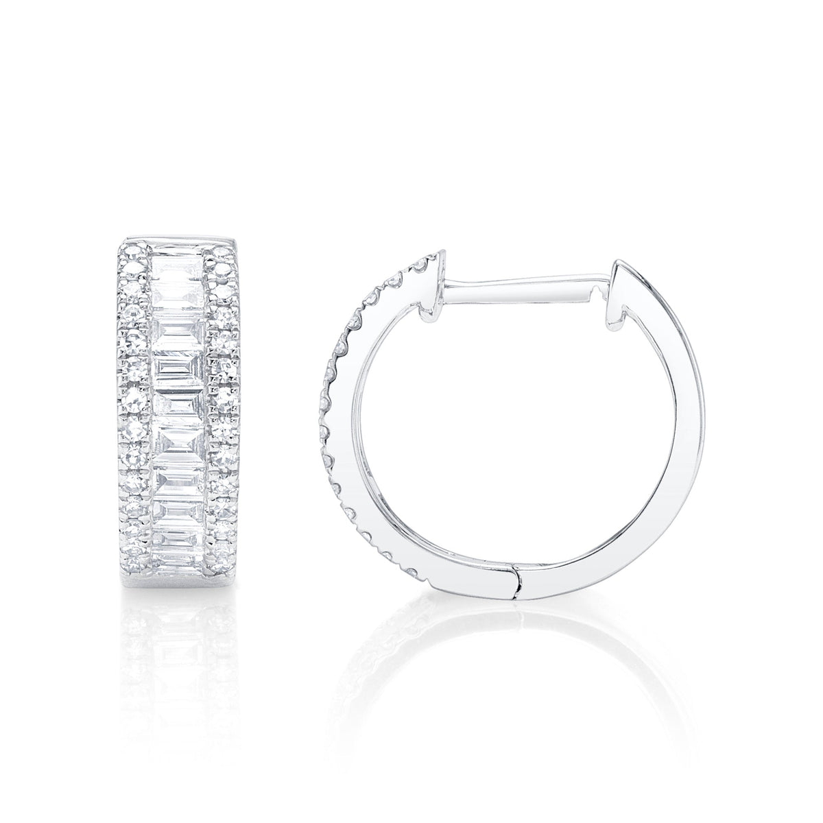 0.49CT 14K W/G DIAMOND BAGUETTE HUGGIE EARRING
