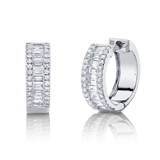 0.49CT 14K W/G DIAMOND BAGUETTE HUGGIE EARRING