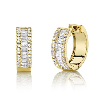 0.49CT 14K Y/G DIAMOND BAGUETTE HUGGIE EARRING