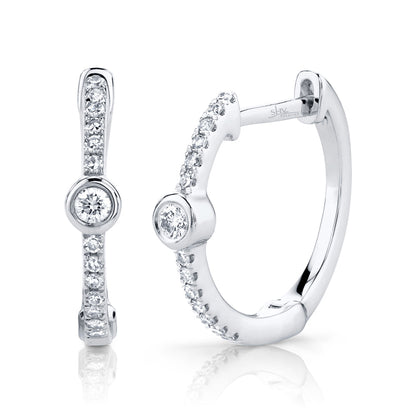 0.13CT 14K W/G DIAMOND BEZEL HOOP EARRING
