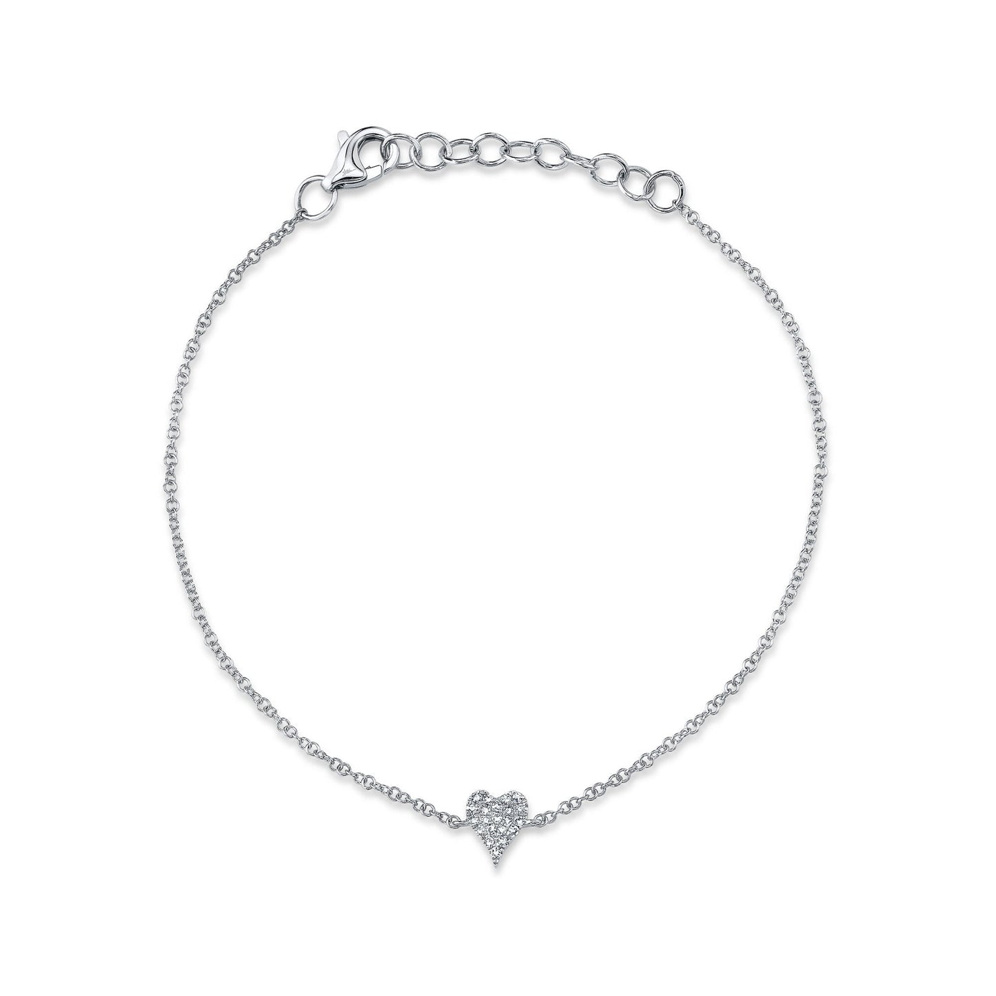 0.05CT 14K W/G DIAMOND PAVE HEART BRACELET