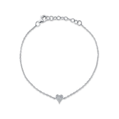 0.05CT 14K W/G DIAMOND PAVE HEART BRACELET