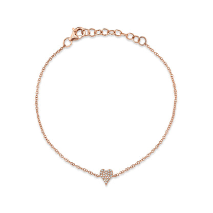 0.05CT 14K R/G DIAMOND PAVE HEART BRACELET