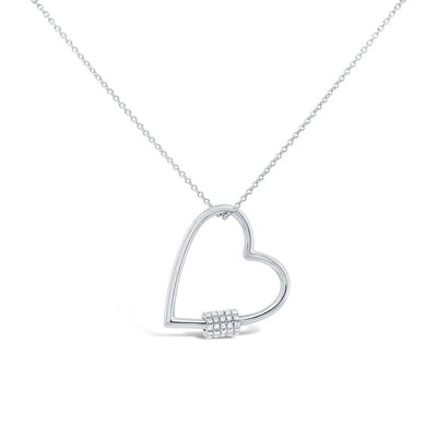 14K White Gold Diamond Heart Necklace