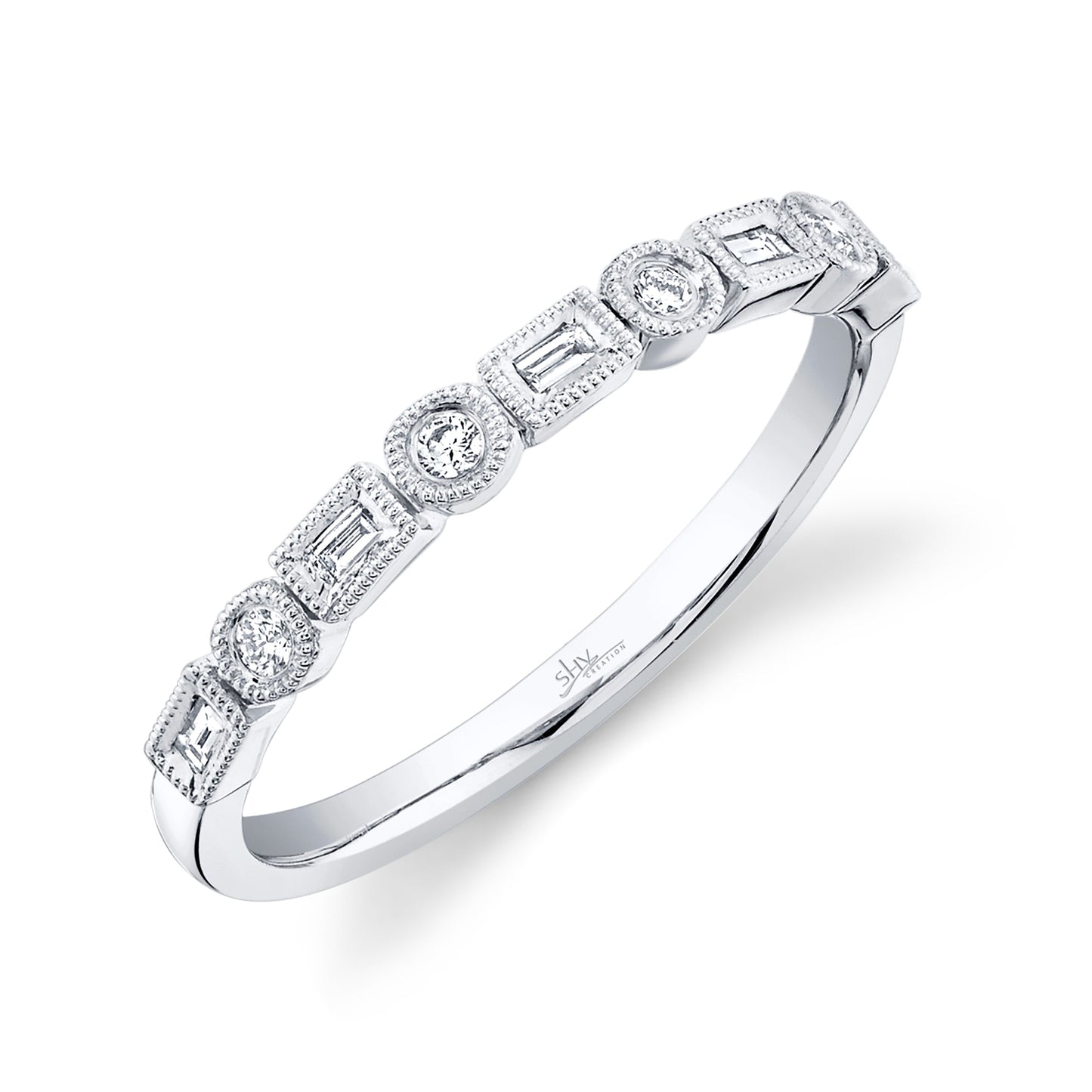 0.14CT 14K W/G DIAMOND BAGUETTE BAND