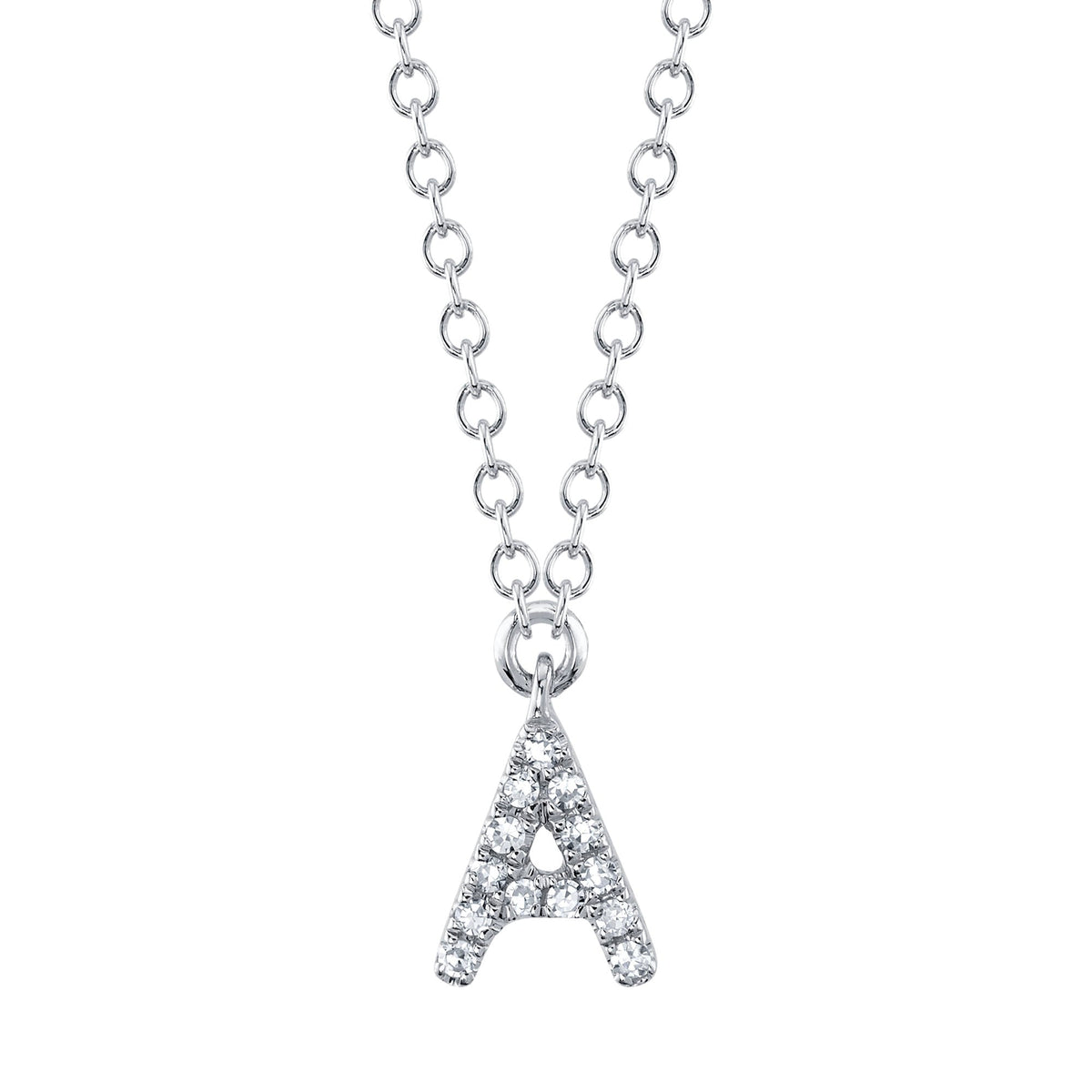 0.04CT 14K W/G DIAMOND NECKLACE - INITIAL A