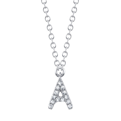 0.04CT 14K W/G DIAMOND NECKLACE - INITIAL A