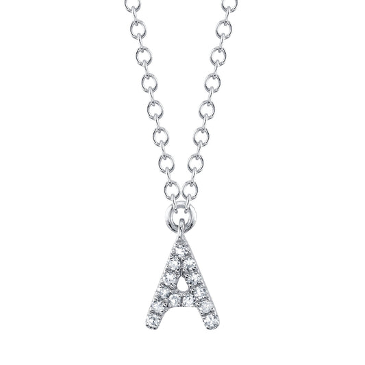 0.04CT 14K W/G DIAMOND NECKLACE - INITIAL A