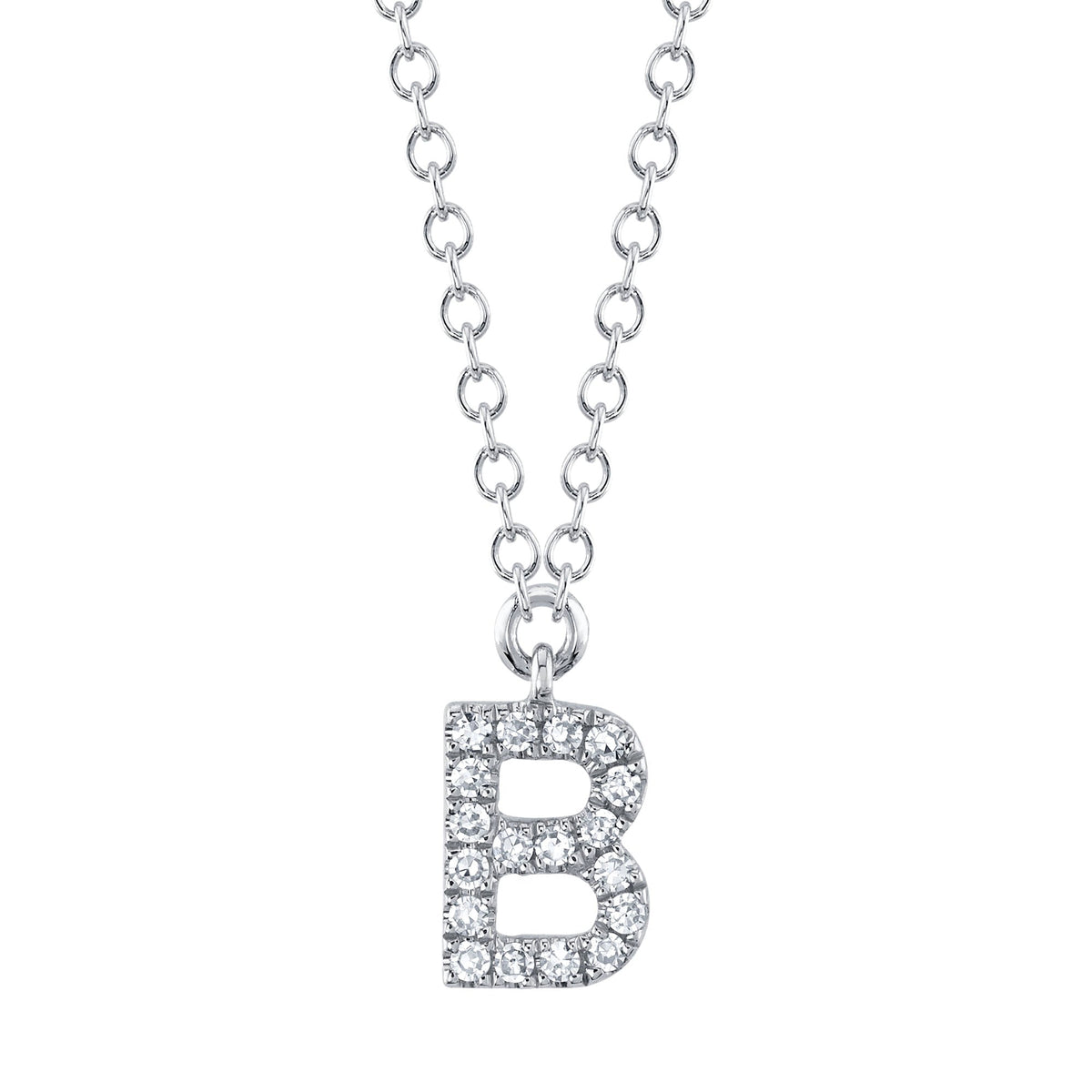 0.06CT 14K W/G DIAMOND NECKLACE - INITIAL B