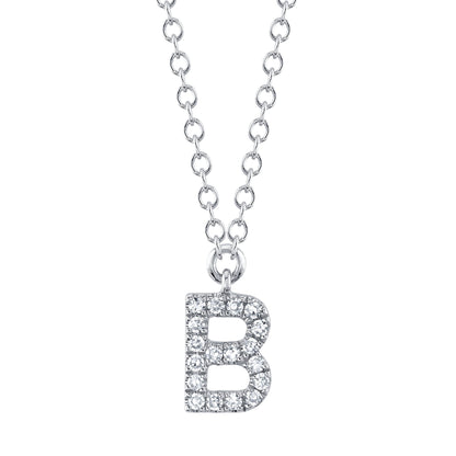 0.06CT 14K W/G DIAMOND NECKLACE - INITIAL B