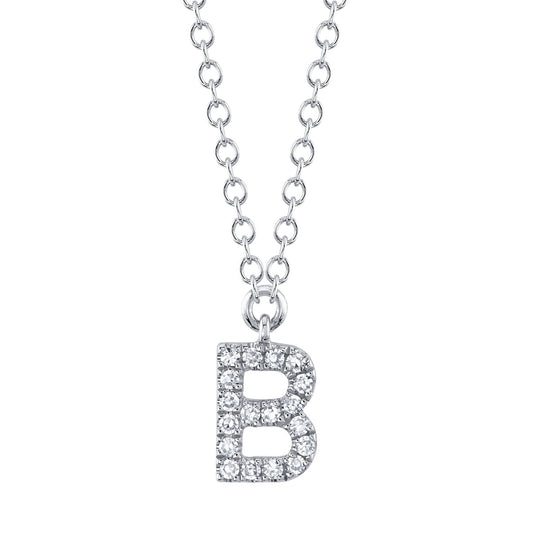 0.06CT 14K W/G DIAMOND NECKLACE - INITIAL B