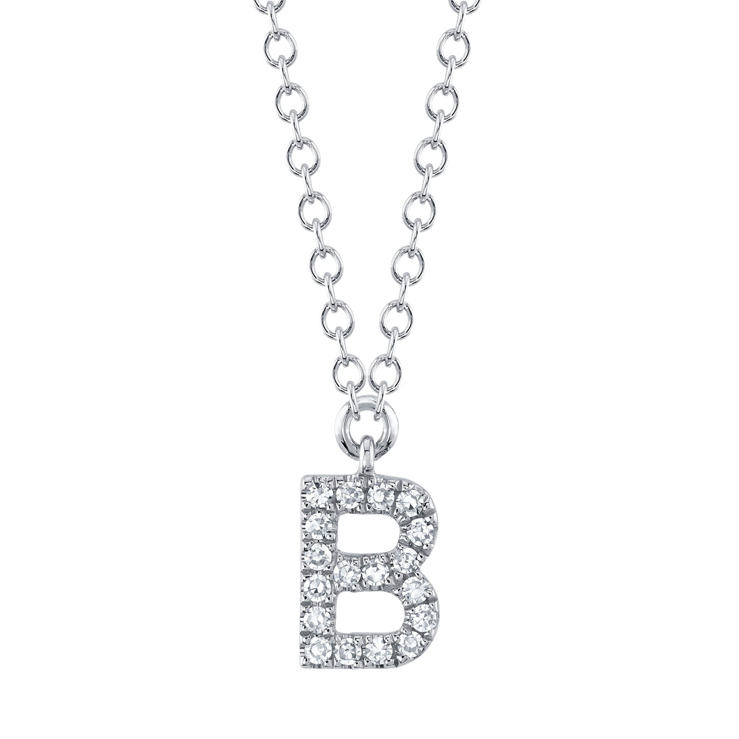 0.06CT 14K W/G DIAMOND NECKLACE - INITIAL B