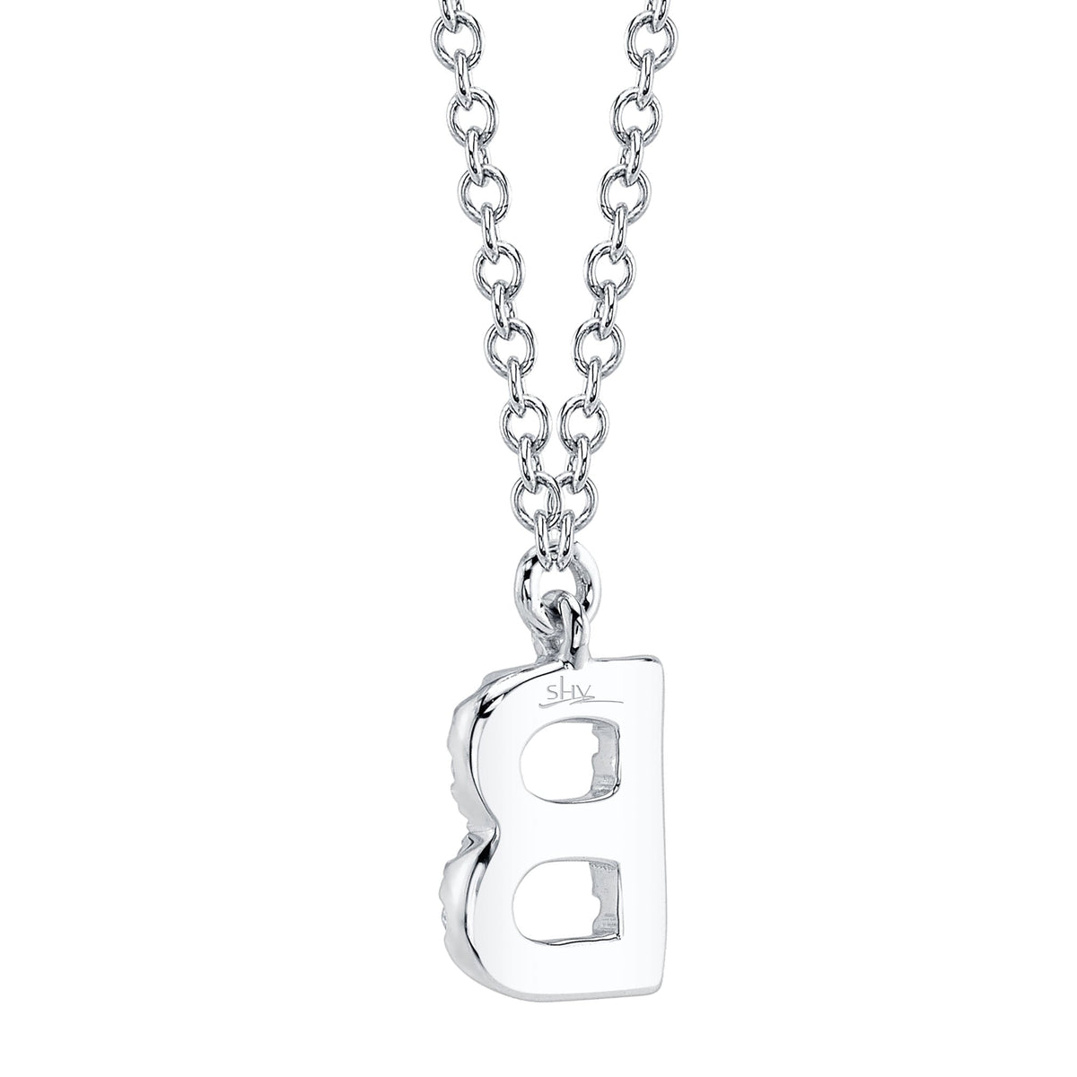 0.06CT 14K W/G DIAMOND NECKLACE - INITIAL B